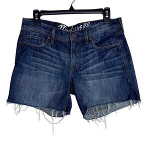Madewell Womens Denim Shorts Distressed Cutoff Raw Hem Cotton Blue Size 28
